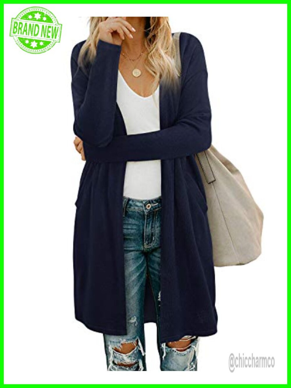 Women's Open Front Cardigan Shirt Long Sleeve Lightweight Coat with Pockets
